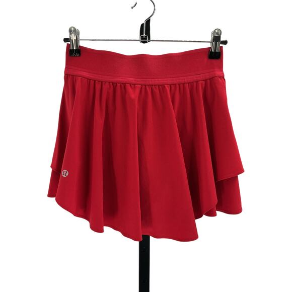 Lululemon 'Court' Red Mesh Rival High-Rise Skirt Size 4 - Picture 2 of 4